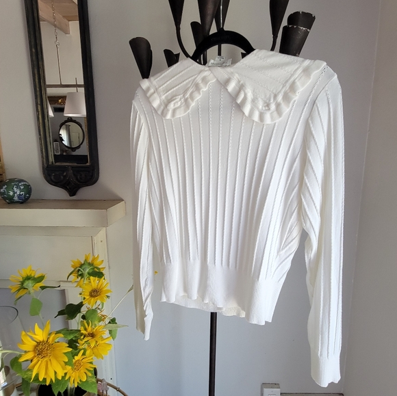 NWOT Calligraphie Wide Statement Collar Cardigan - Picture 3 of 8